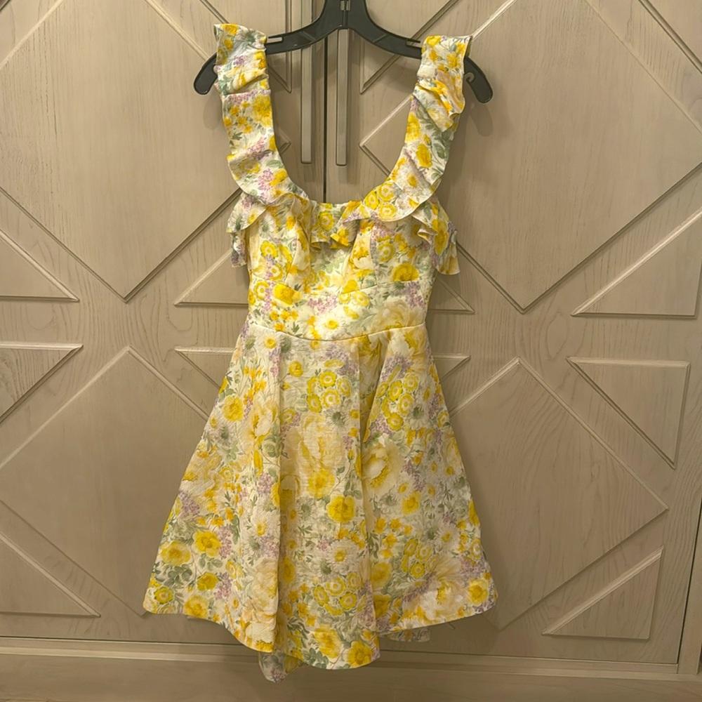 Zimmermann Harmony Linen-Silk Ruffled Floral Minidress